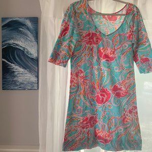 LILY PULITZER Tshirt Dress Blue Pink Jellyfish